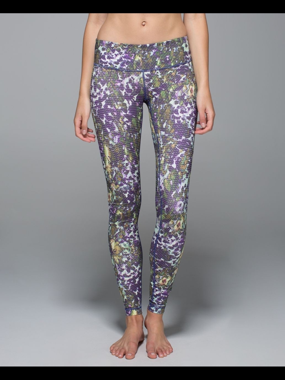 lululemon Vintage Wunder Under Leggings Womens Size 2 Ankle Med Rise Floral 31"